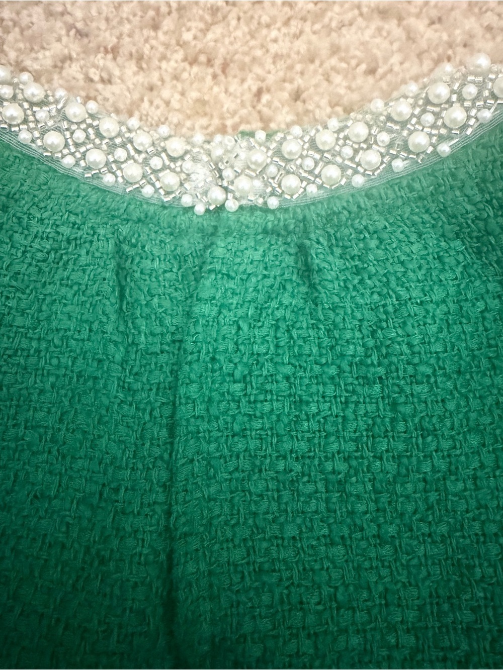 Green Tweed Blouse with Pearl Detail - Picture 12 of 13